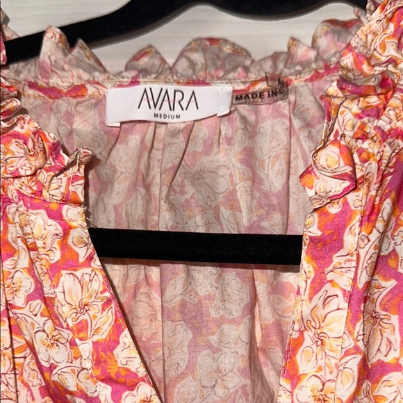 Avara Floral Puff Sleeve Dress in Pink and Cream - Picture 2 of 3